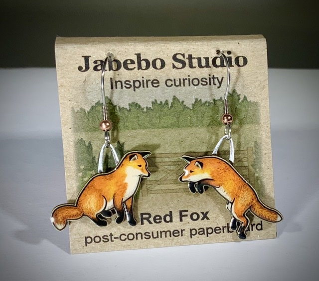 Picture shown is of 1 inch tall pair of earrings of the animal Red Fox.