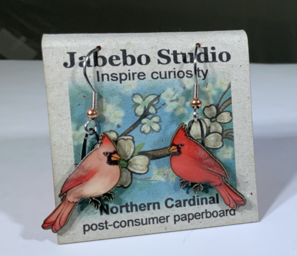 Picture shown is of 1 inch tall pair of earrings of the bird the Northern Cardinal.