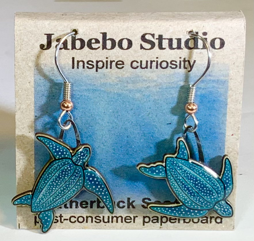 Picture shown is of 1 inch tall pair of earrings of the herp the Leatherback Sea Turtle.