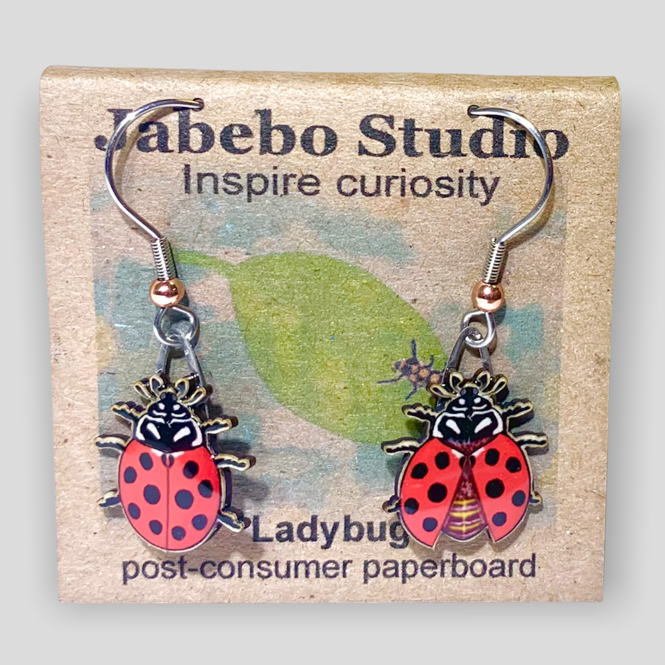 Picture shown is of 1 inch tall pair of earrings of the bug the Ladybug.