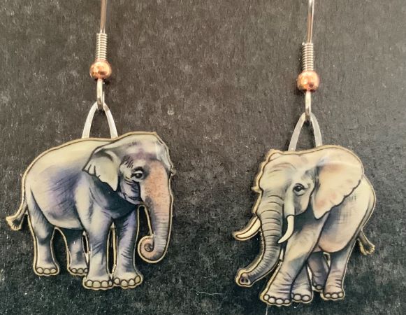 Picture shown is of 1 inch tall pair of earrings of the animal the Asian & African Elephants.